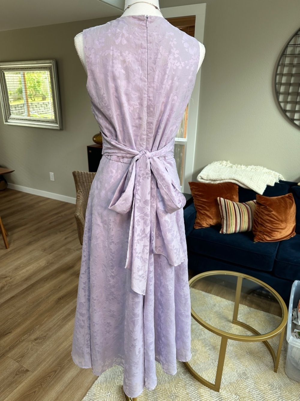Coldwater Creek Sleeveless Lavender Floral A-Line tea midi Dress - Picture 4 of 8